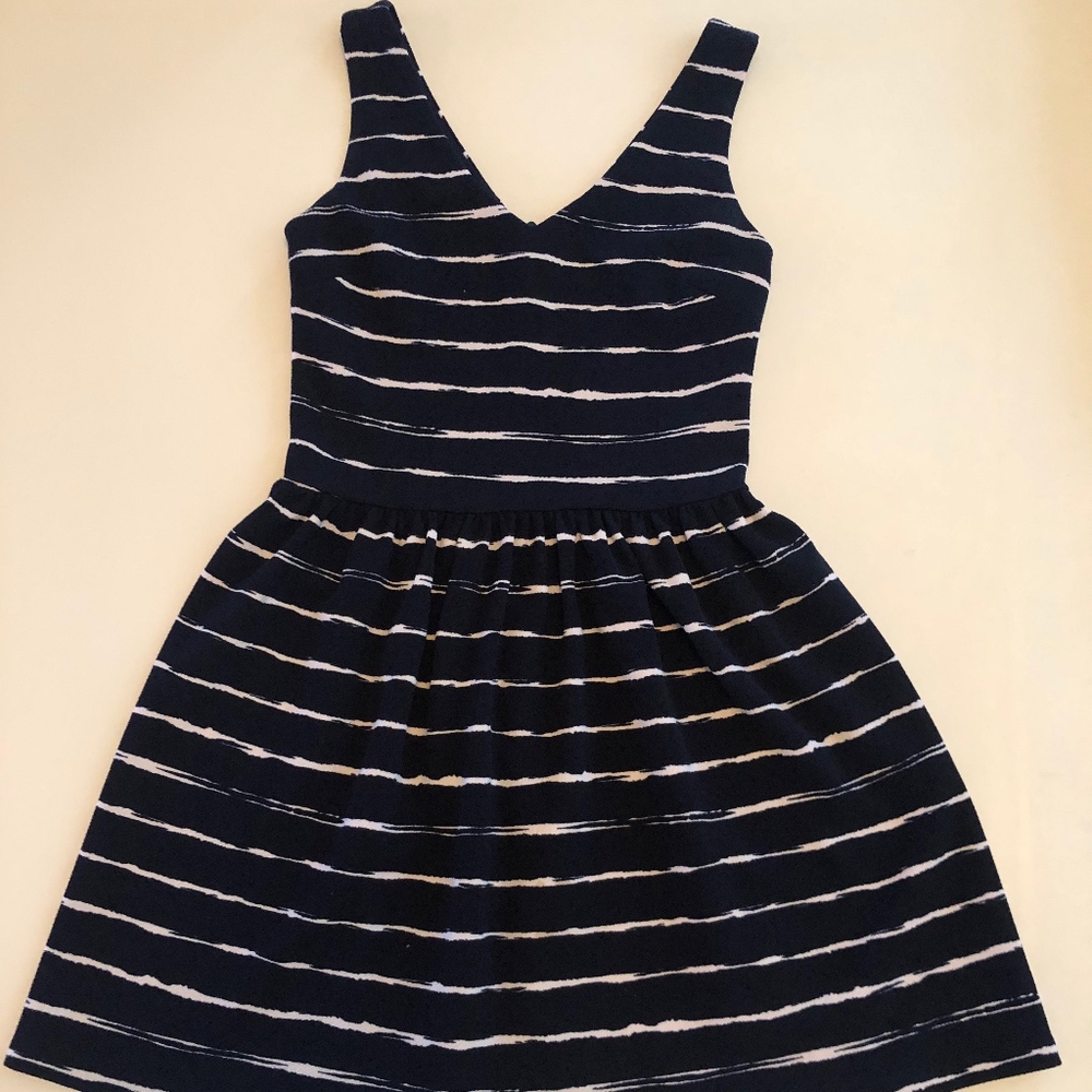 Aqua Navy and White Dress - Size Small